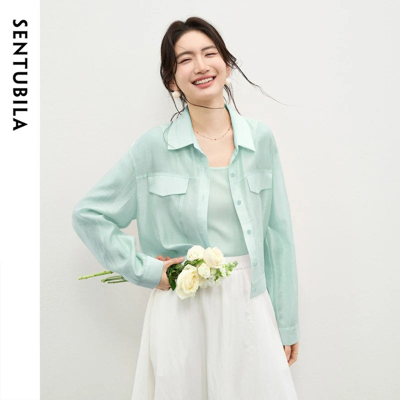 Lavinia | Bluse mit transparentem Stoff und Kragen