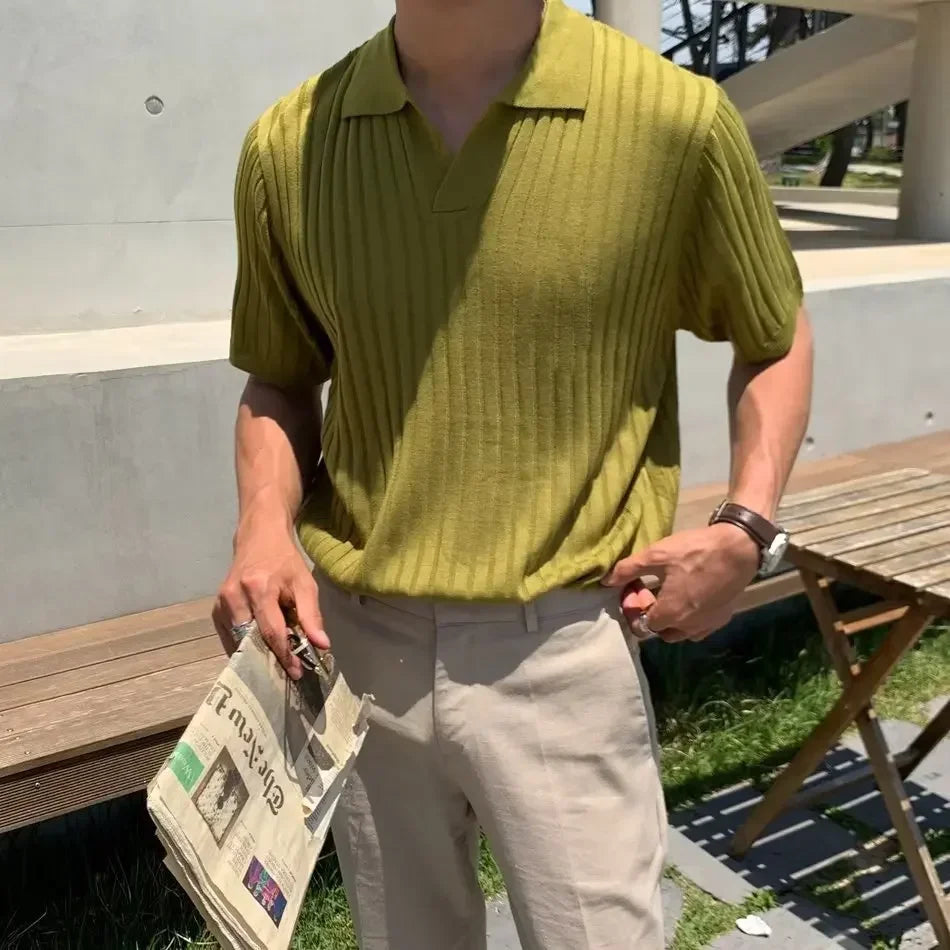 Gabriel | Shirt mit Polokragen und Rippmuster