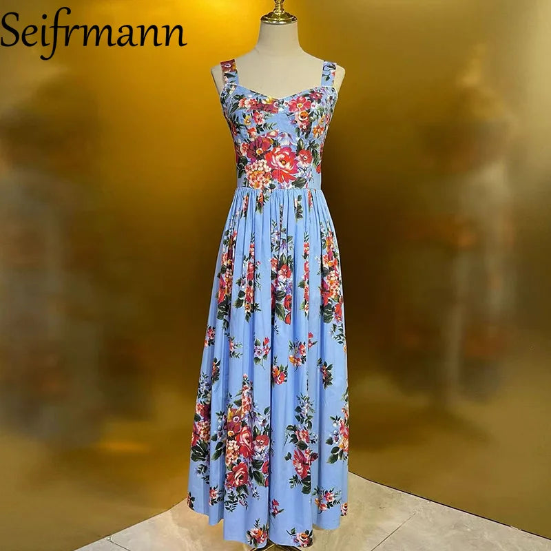 Katerina | Ärmelloses Maxikleid mit floralem Design