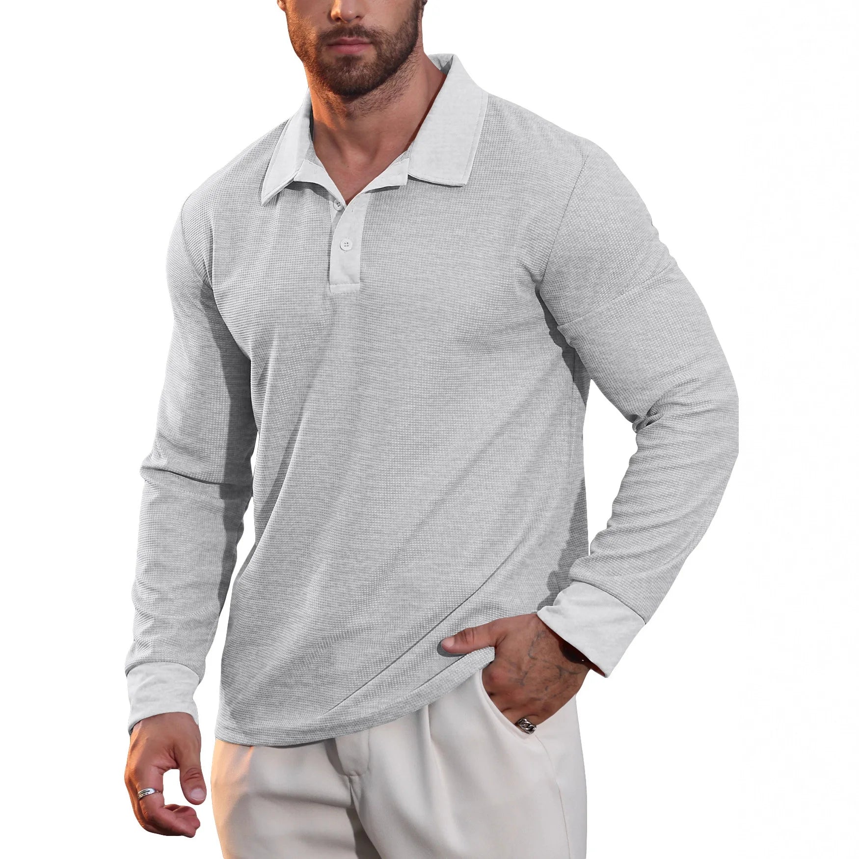 Rafael | Poloshirt mit Langarm und Struktur
