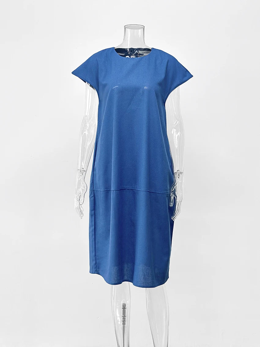 Petra | Midi-Kleid mit kurzen Ärmeln und Taschen