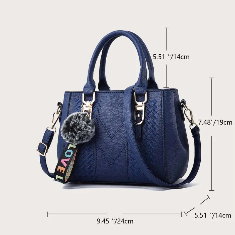 Damen Leder Umhängetasche mit Stickerei – Schulter- & Handtasche