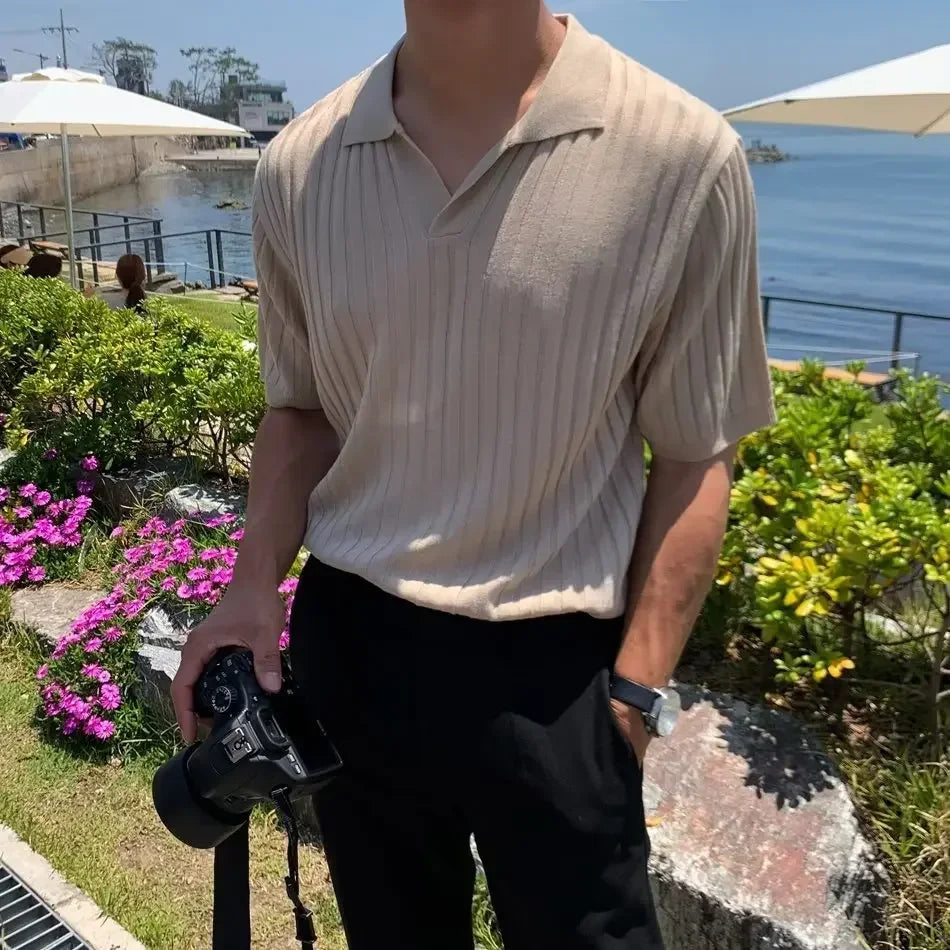 Gabriel | Shirt mit Polokragen und Rippmuster