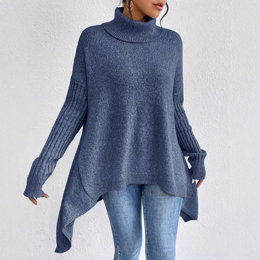Raina | Damen Turtleneck Gesplitteter Dicke Lässiger Pullover