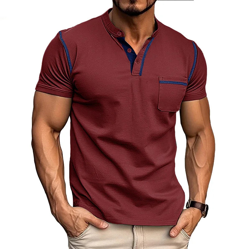 AROSA | Henley T-Shirt mit kurzen Ärmeln und Stehkragen