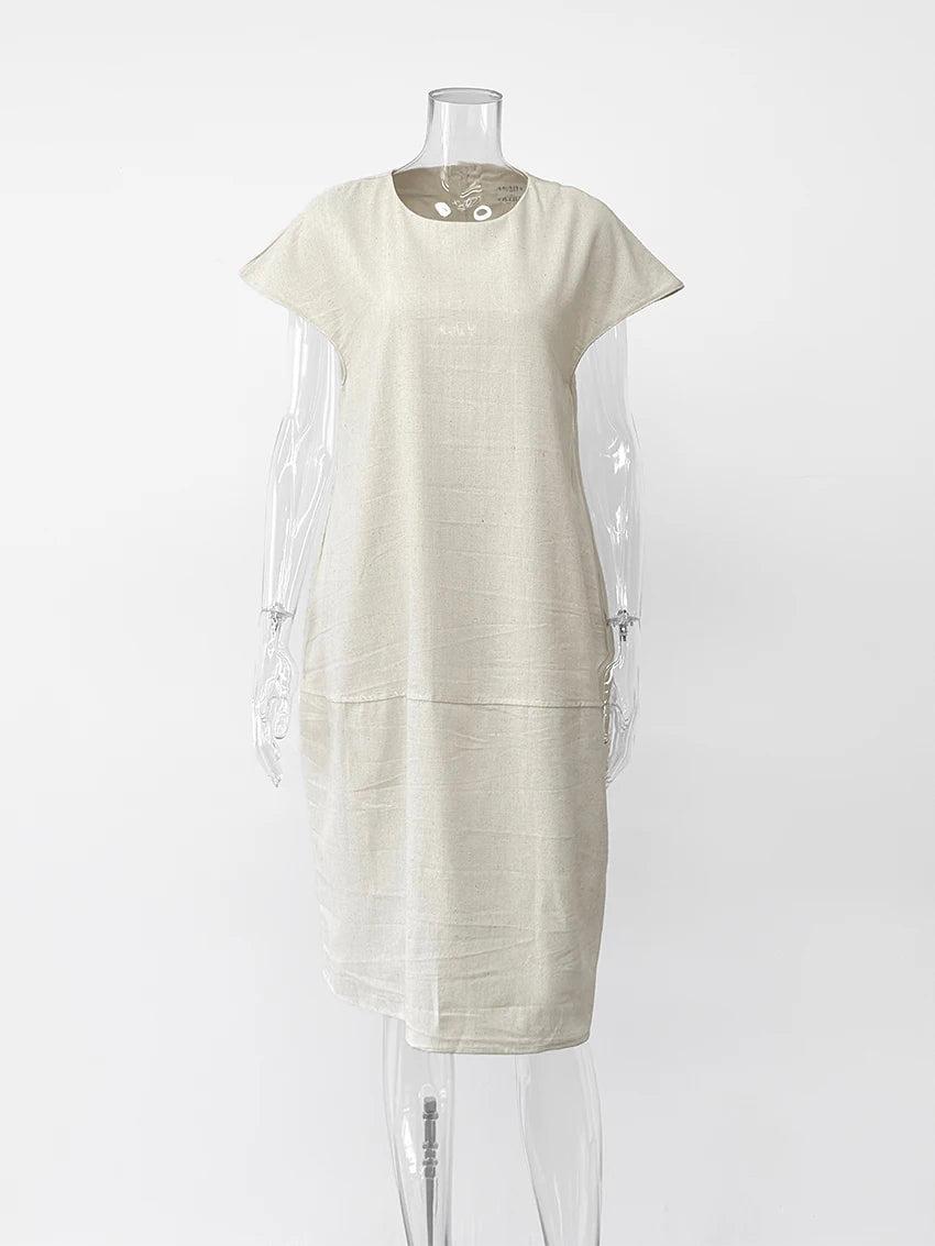 Petra | Midi-Kleid mit kurzen Ärmeln und Taschen