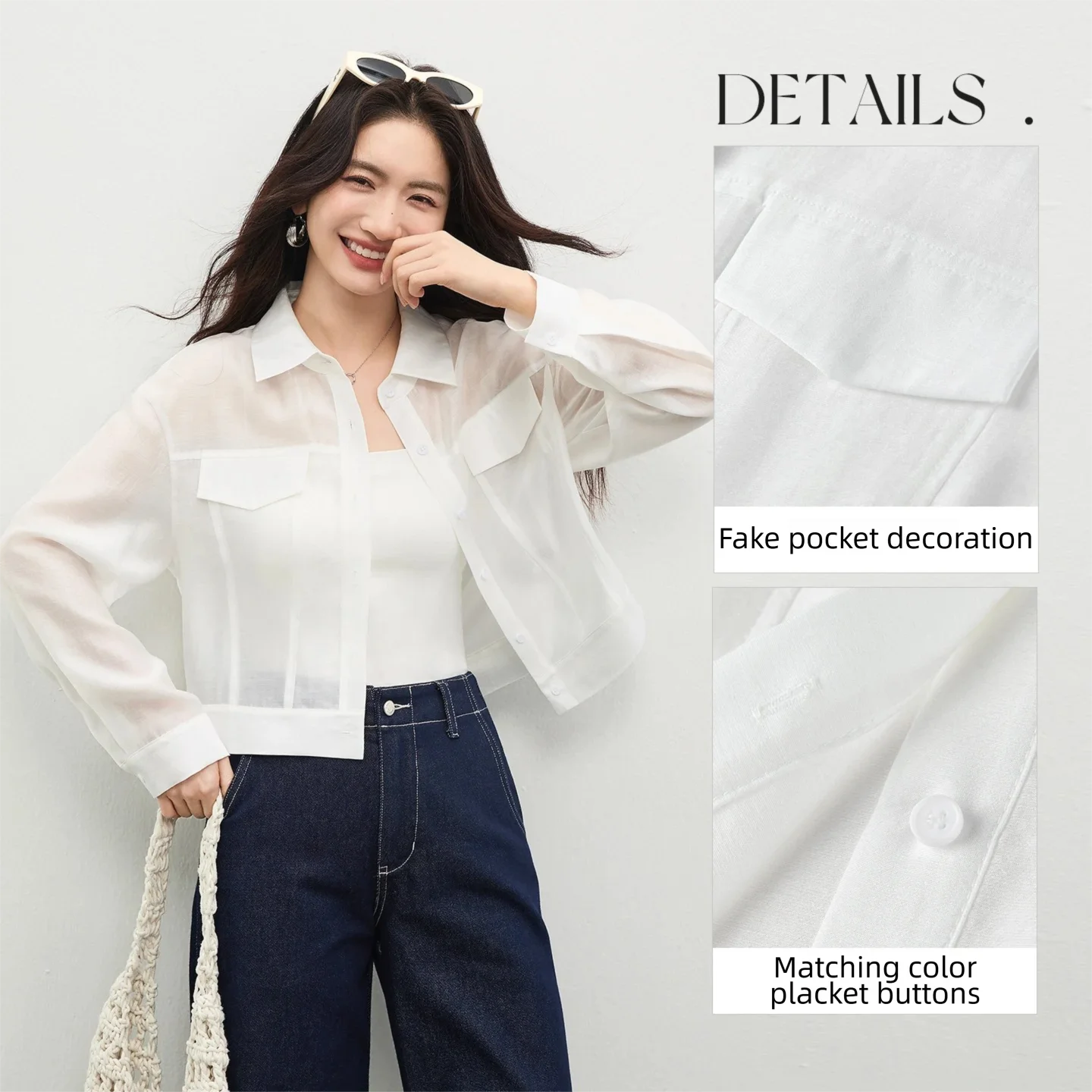 Lavinia | Bluse mit transparentem Stoff und Kragen