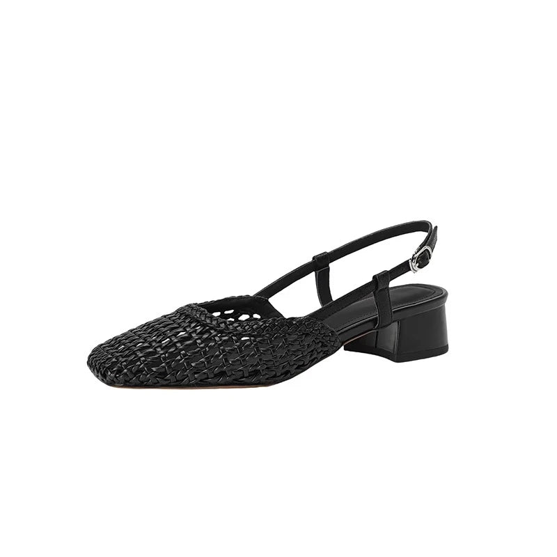 AROSA | Mid-Heel-Schuhe mit dicken Absätzen und hohlem Geflecht