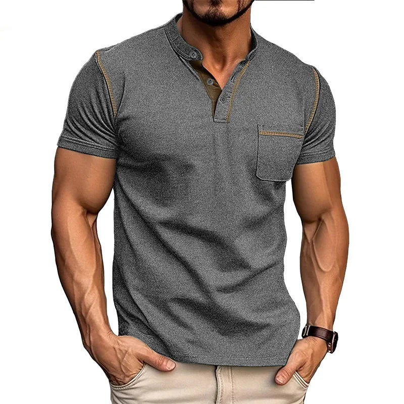 AROSA | Henley T-Shirt mit kurzen Ärmeln und Stehkragen