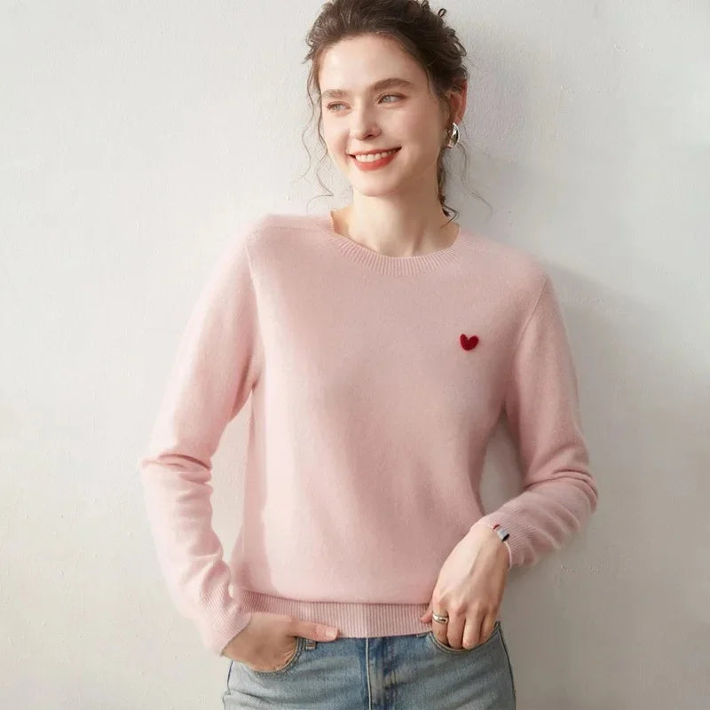 Premium Woll Damen Pullover mit Stickerei für Herbst und Winter