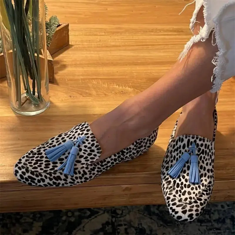 Davina | Damen Flache Leopardmuster Freizeit-Loferschuhe