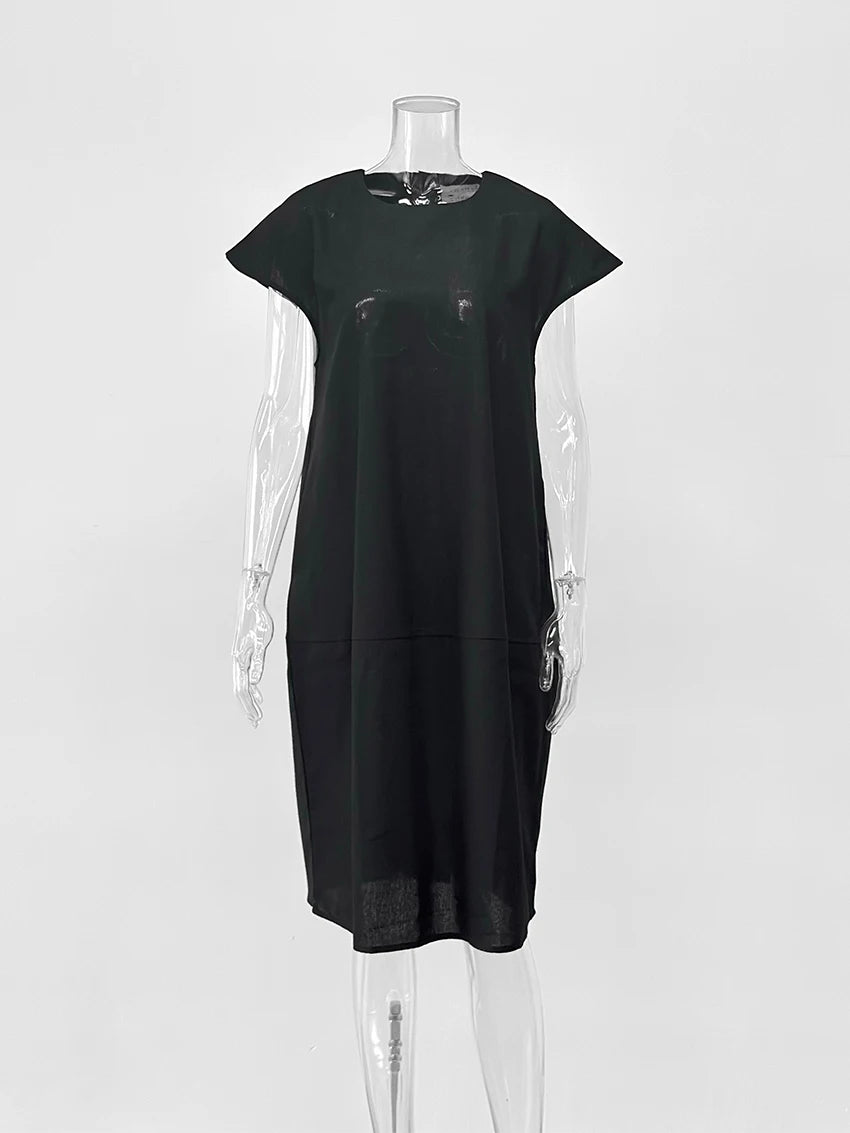 Petra | Midi-Kleid mit kurzen Ärmeln und Taschen