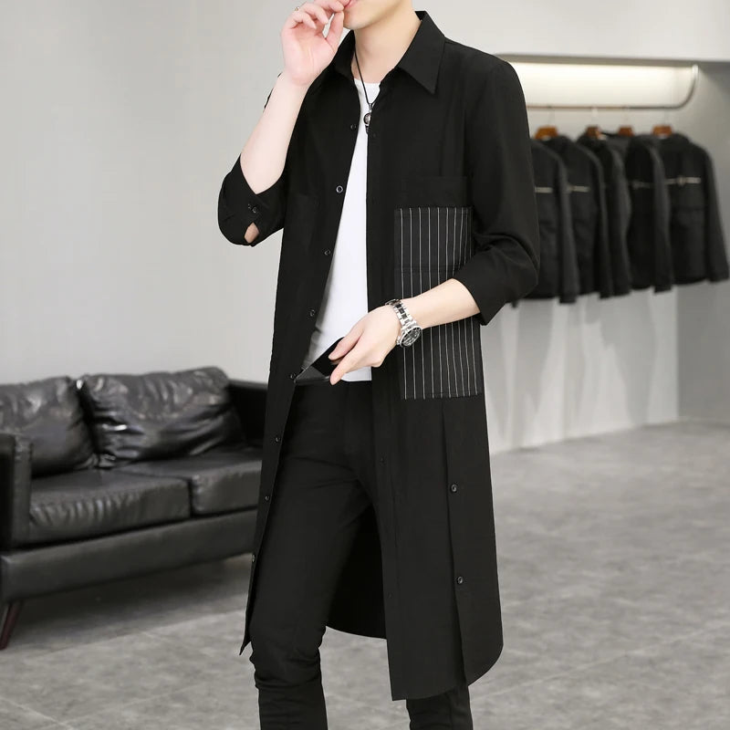 Marco | Longline Hemd mit Knopfleiste