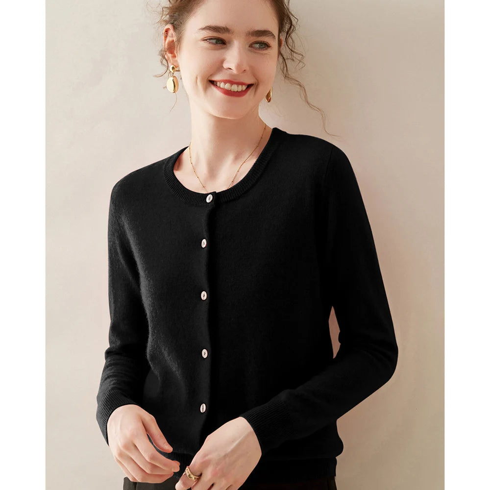 Damen Kaschmir Cardigan – Herbst, Lockere Passform & Runder Ausschnitt