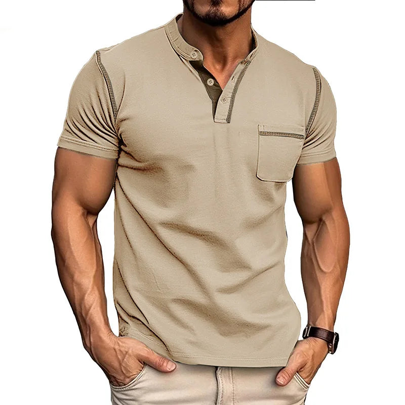 AROSA | Henley T-Shirt mit kurzen Ärmeln und Stehkragen