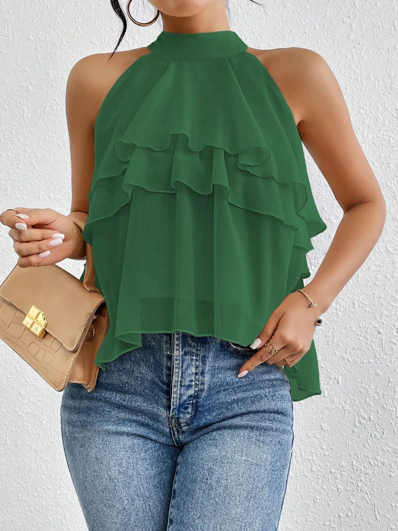 AROSA | Elegantes Damen Chiffon Top mit Rüschenausschnitt