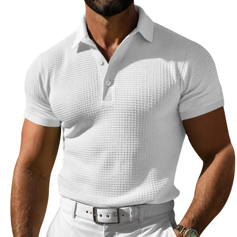 Henrik | Poloshirt mit Struktur und kurzem Arm