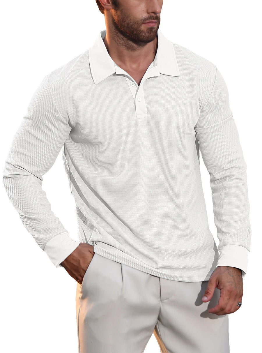 Rafael | Poloshirt mit Langarm und Struktur