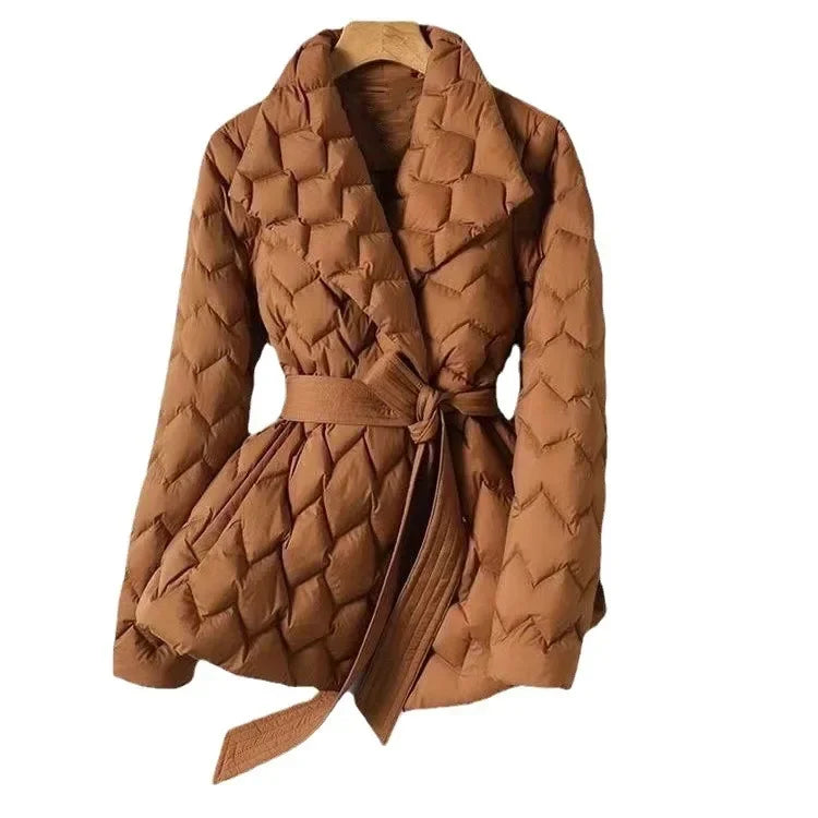 Cecily | Dünner Parker Damen Herbst Winter Mäntel Gewebter Block