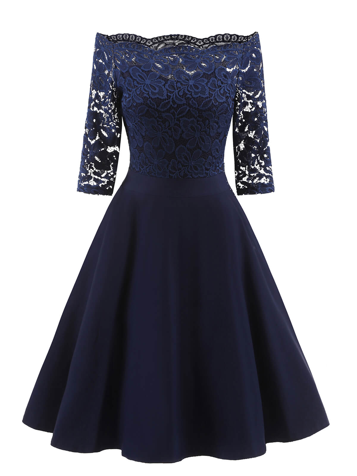 Lassie Damen Spitzenkleid – Elegantes schulterfreies Kleid mit Spitze