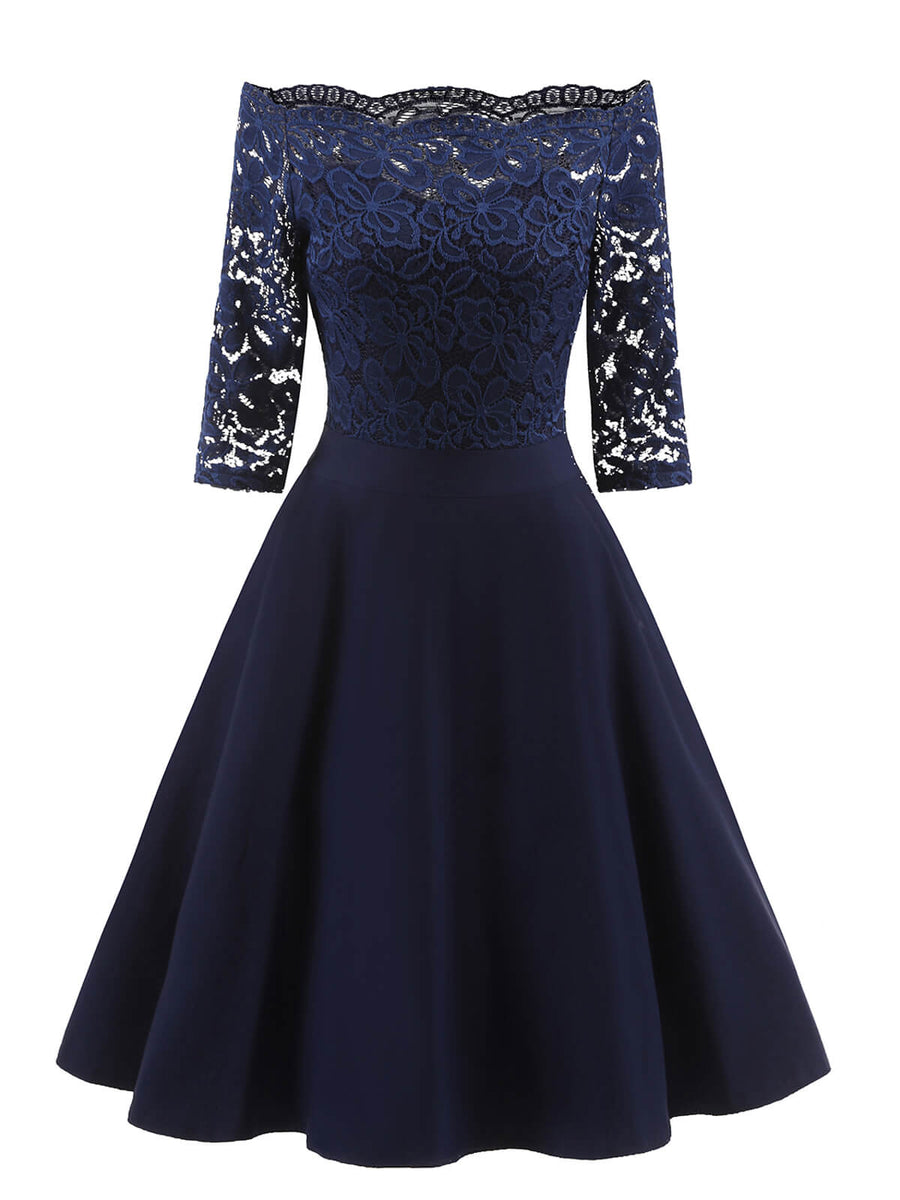 Lassie Damen Spitzenkleid – Elegantes schulterfreies Kleid mit Spitze