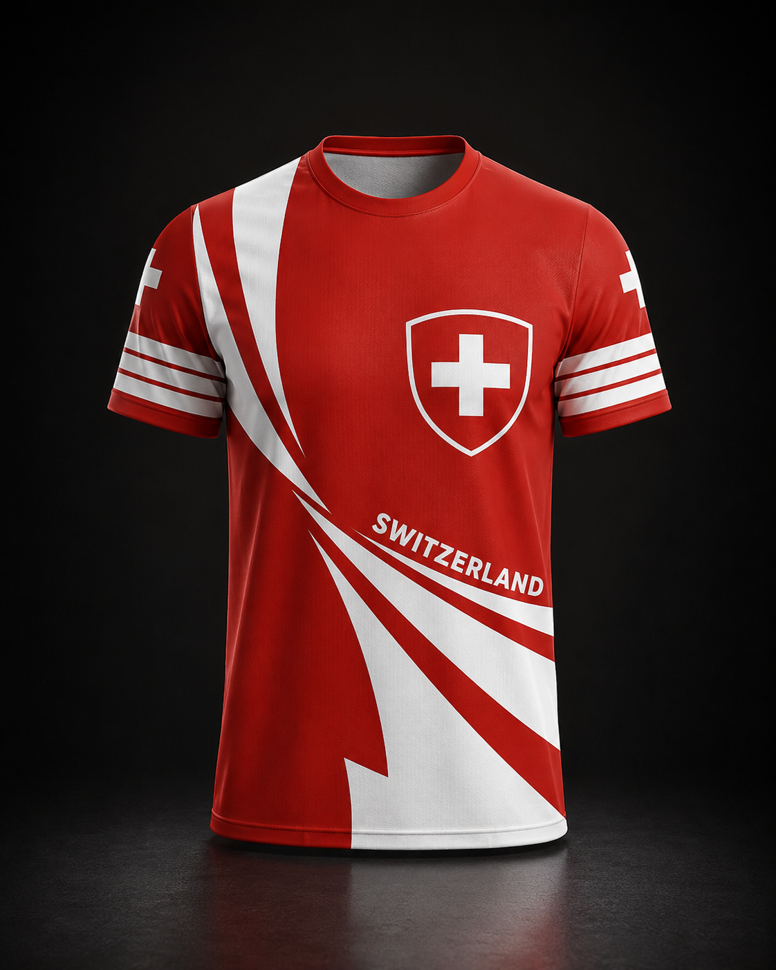 AROSA | Herren Schweiz Fußball T-Shirt mit Schweizer Flagge