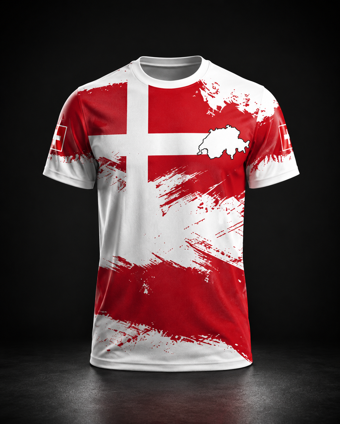 AROSA | Herren Schweiz Fußball T-Shirt mit Schweizer Flagge