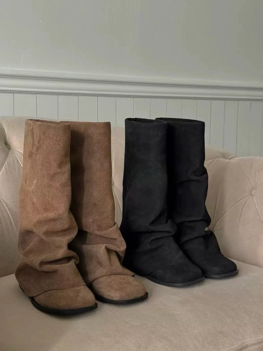Mirel | Koreanische High-End Samt Quadratische Kopf Cuff Stiefel