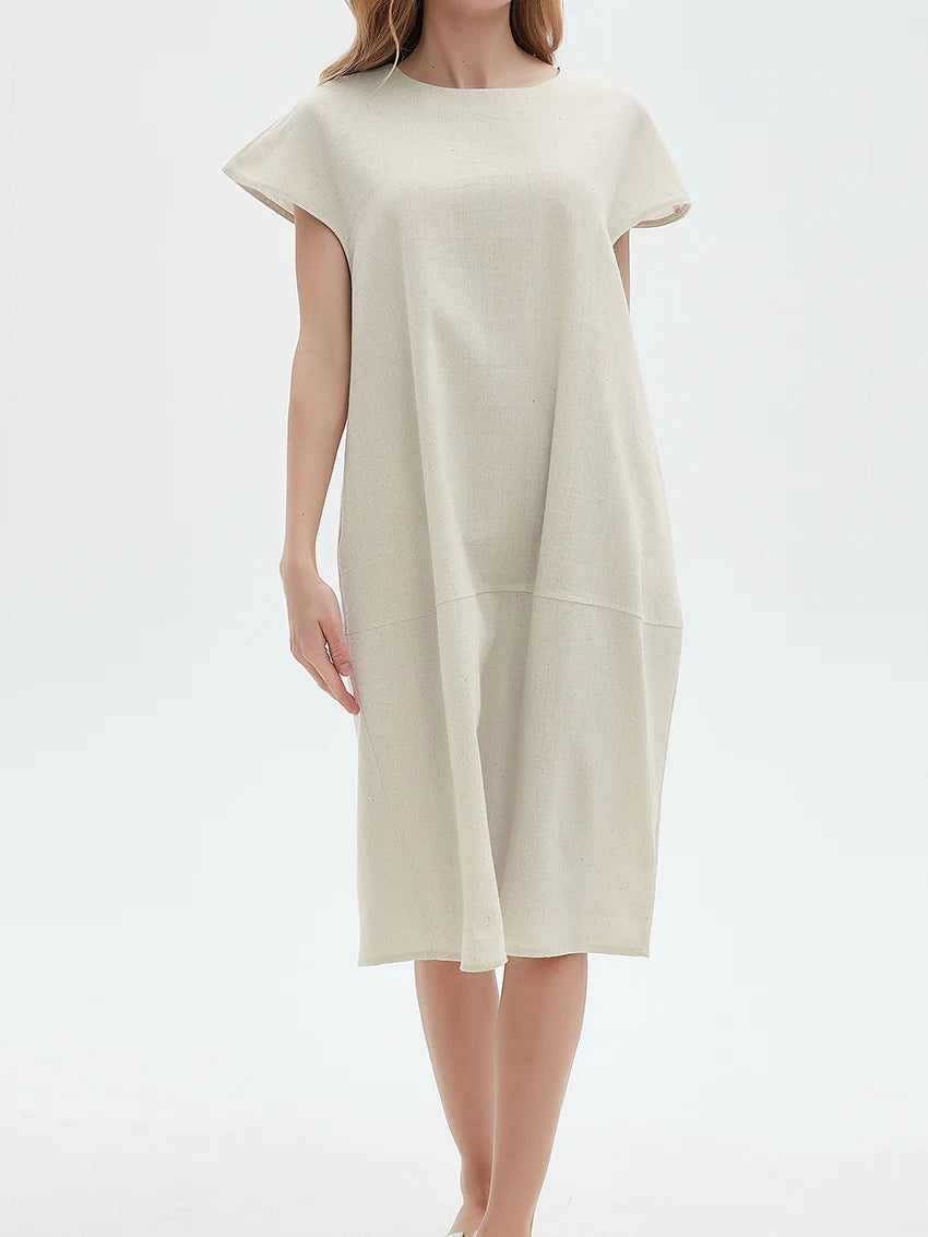 Petra | Midi-Kleid mit kurzen Ärmeln und Taschen