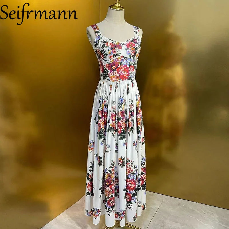 Katerina | Ärmelloses Maxikleid mit floralem Design