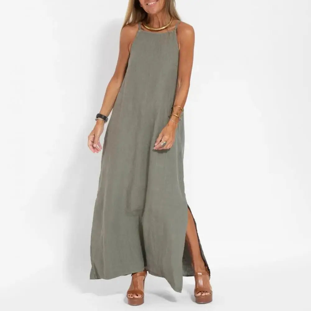 AROSA | Sommer Baumwolle Leinen Maxi Kleid
