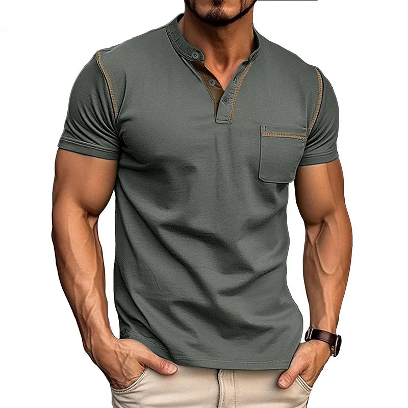 AROSA | Henley T-Shirt mit kurzen Ärmeln und Stehkragen