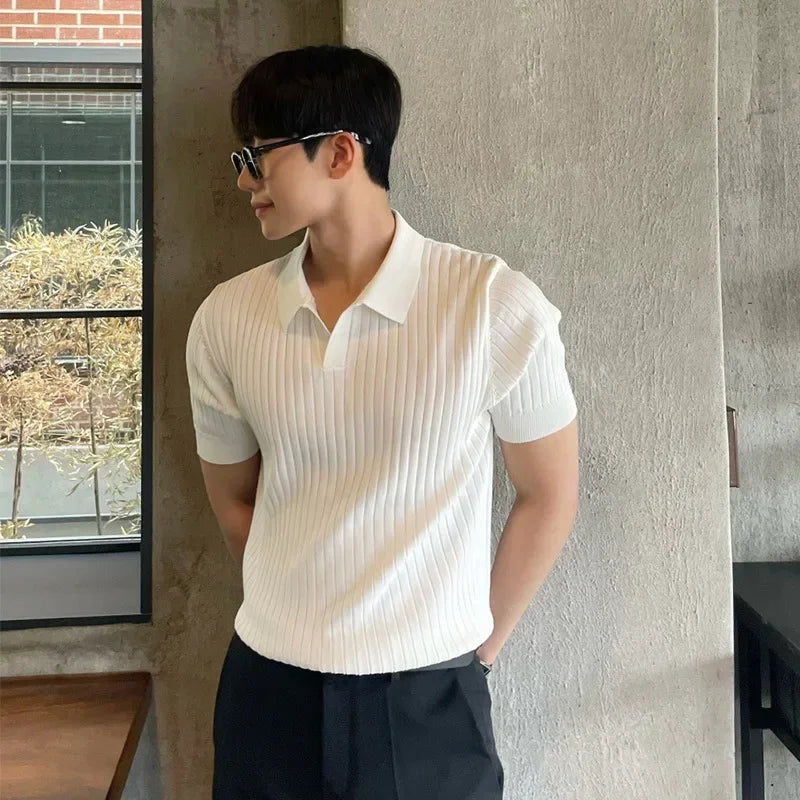 Gabriel | Shirt mit Polokragen und Rippmuster