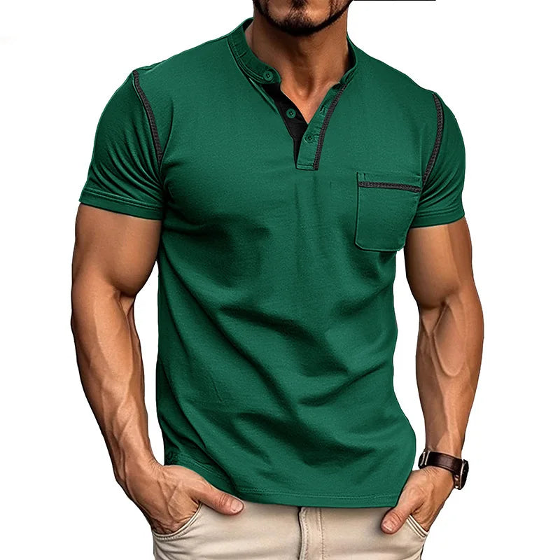AROSA | Henley T-Shirt mit kurzen Ärmeln und Stehkragen