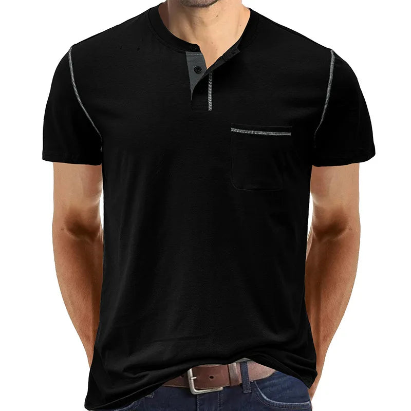 AROSA | Henley T-Shirt mit kurzen Ärmeln und Stehkragen