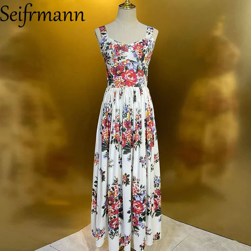 Katerina | Ärmelloses Maxikleid mit floralem Design