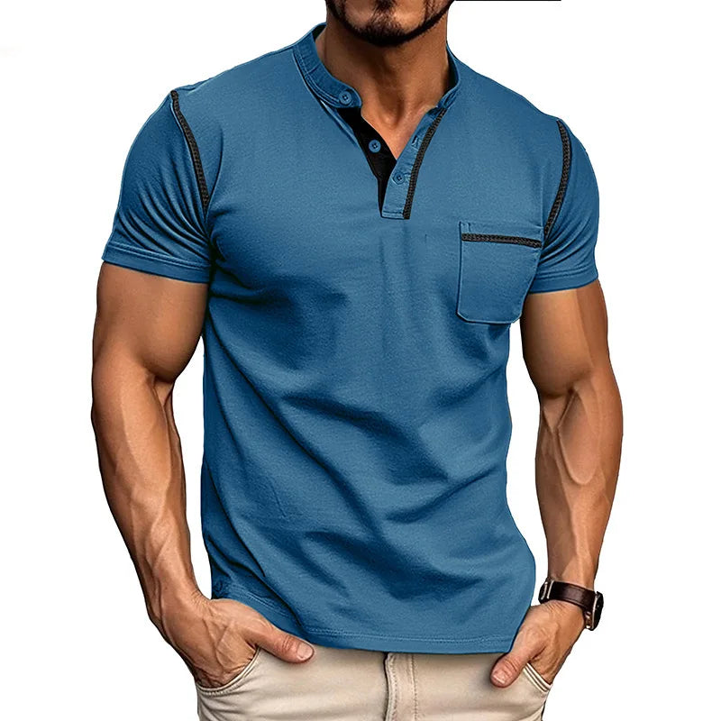 AROSA | Henley T-Shirt mit kurzen Ärmeln und Stehkragen