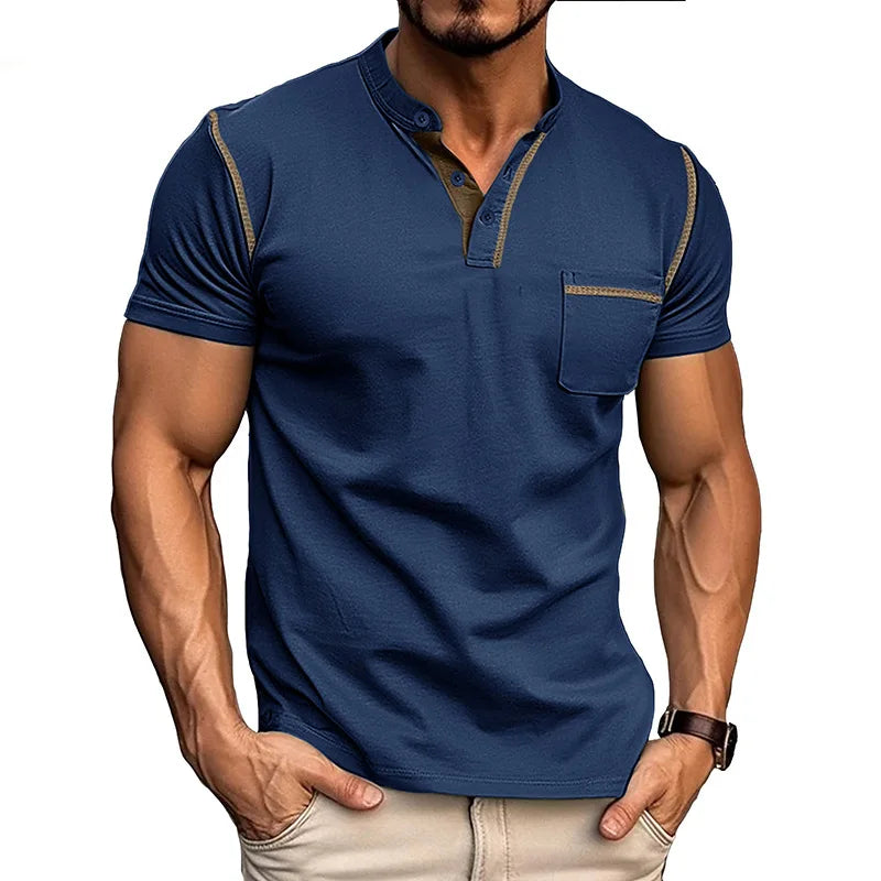 AROSA | Henley T-Shirt mit kurzen Ärmeln und Stehkragen