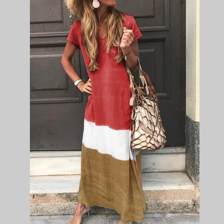 AROSA | Langes Kleid mit lockeren, kontrastierenden Farben