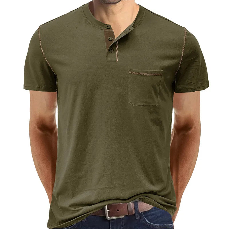 AROSA | Henley T-Shirt mit kurzen Ärmeln und Stehkragen
