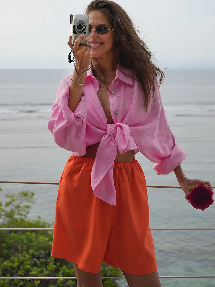 Violetta | Oversize Bluse aus Baumwolle und Leinen