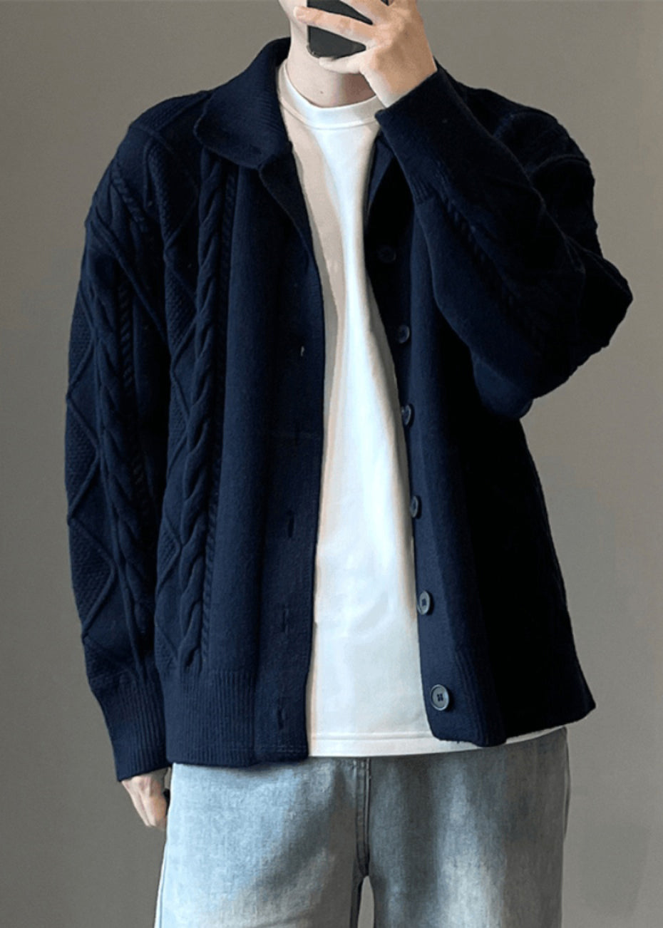 Phillip Herren Strickjacke – Klassischer Cardigan mit Zopfmuster