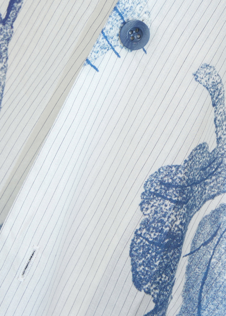 Blau | Gestreiftes Baumwollhemd mit Knöpfen