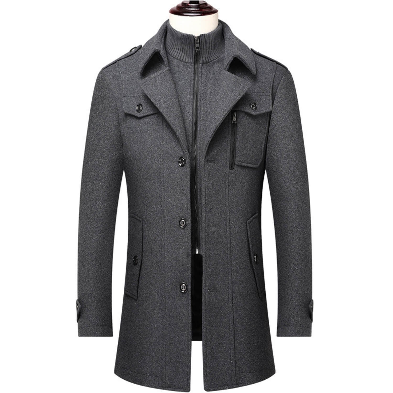 WoolGuard Winterjacke | Sanfter Wollmix mit doppelten Kragen