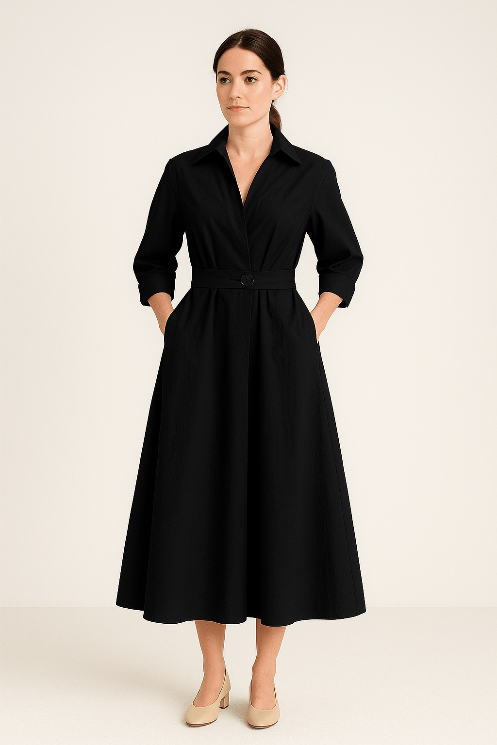 AROSA | Sommerliches Damen Hemdblusenkleid in Baumwolloptik mit taillierter Passform
