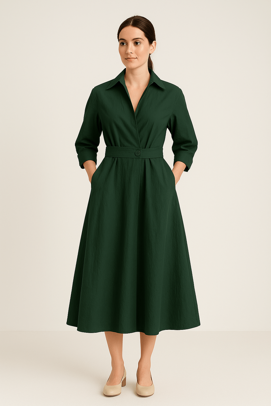 AROSA | Sommerliches Damen Hemdblusenkleid in Baumwolloptik mit taillierter Passform
