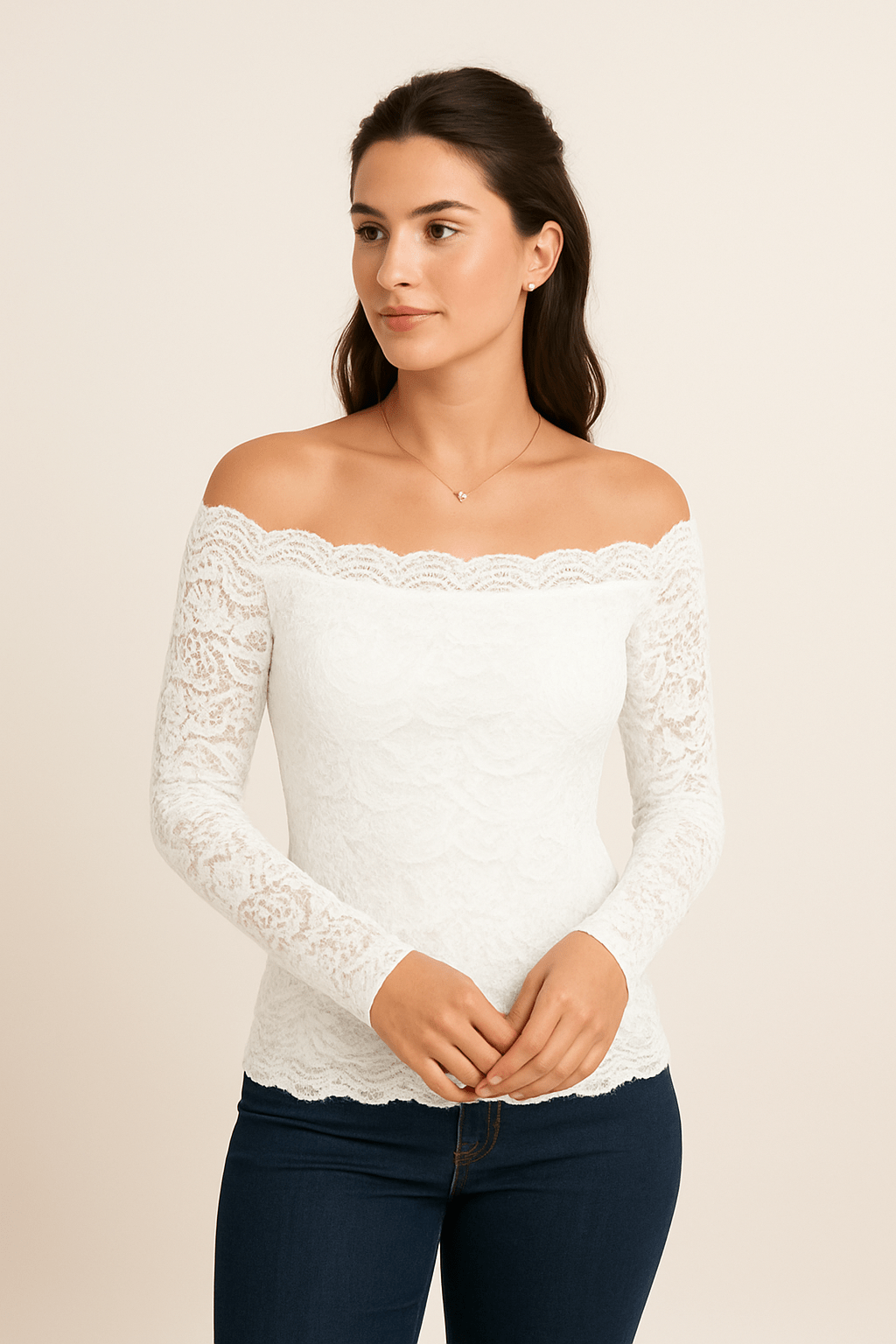 AROSA  | Festliche Damen Bluse mit Spitzenakzent und figurbetontem Schnitt
