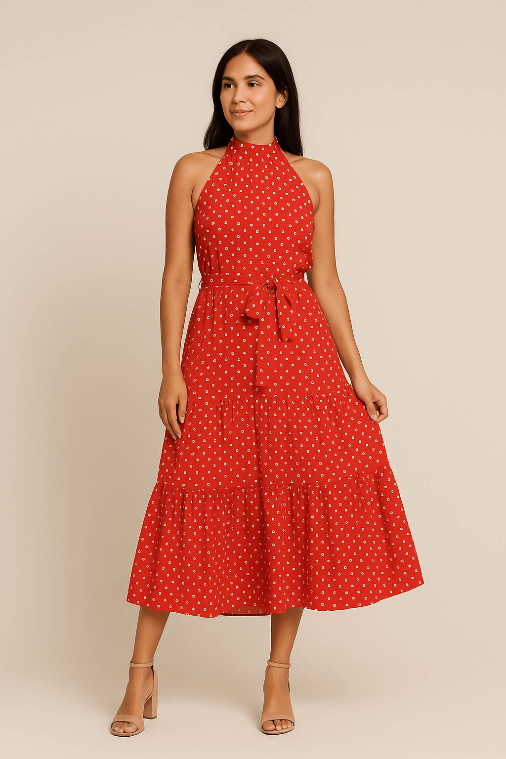 AROSA | Festliches, atmungsaktives Damen Maxikleid mit Punktemuster