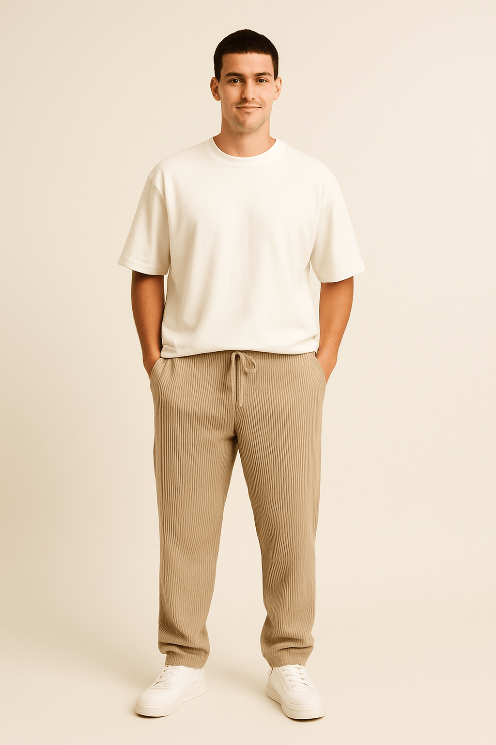 AROSA | Herren Hose in Rippstruktur mit lockerem Schnitt und flexiblem Bund