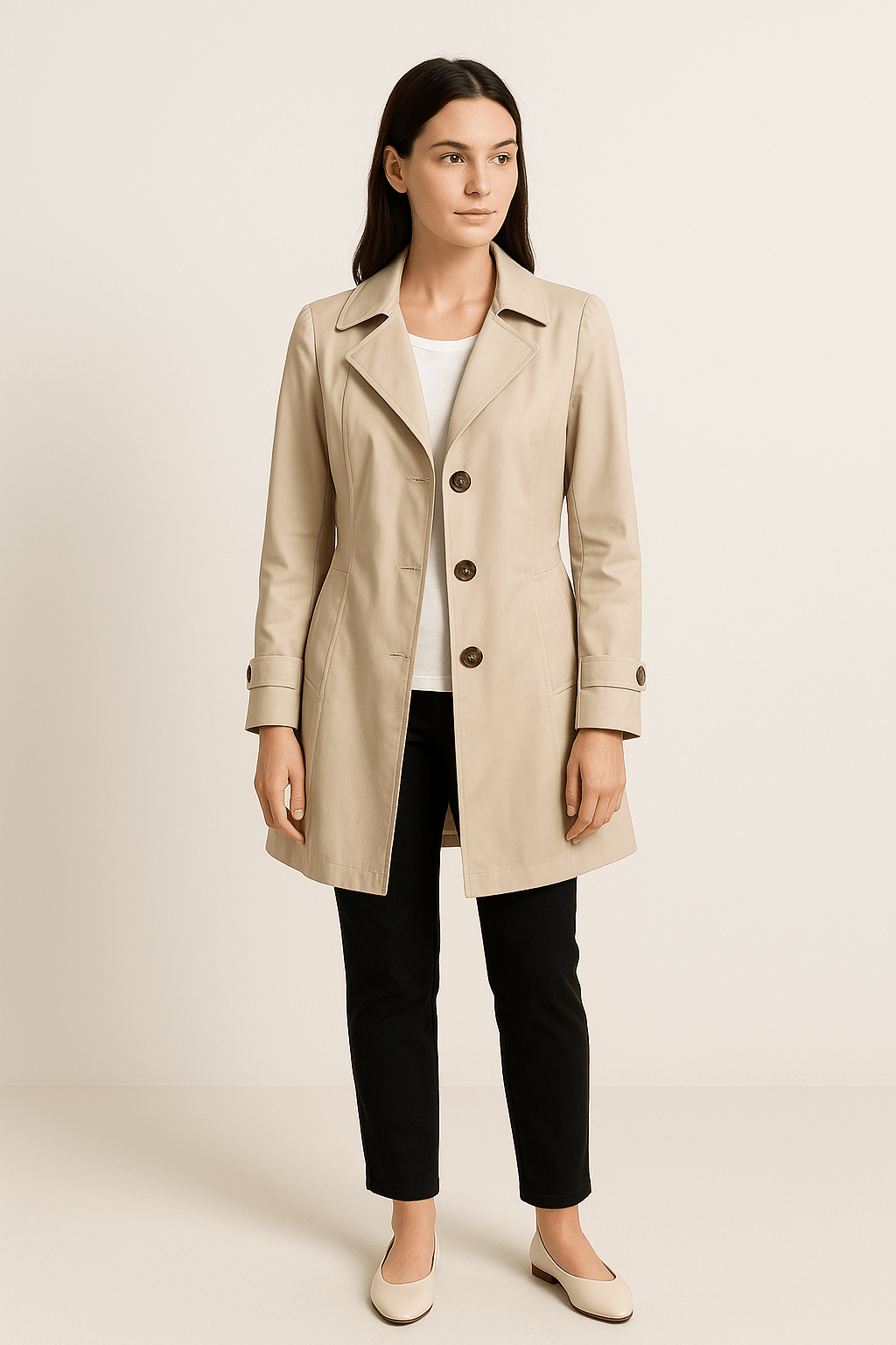 AROSA| Damen Atmungsaktiver Trenchcoat mit Reverskragen und tailliertem Schnitt